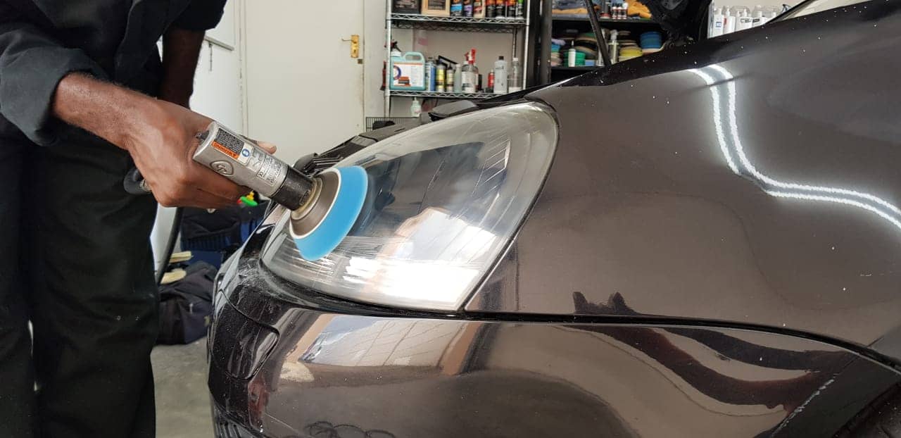 Photo of headlight restoration on a Golf GTI