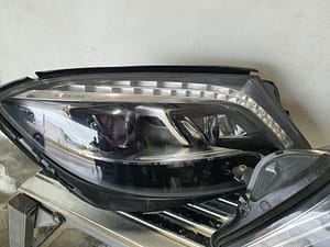 Mercedes S-Class left side headlights after restoration